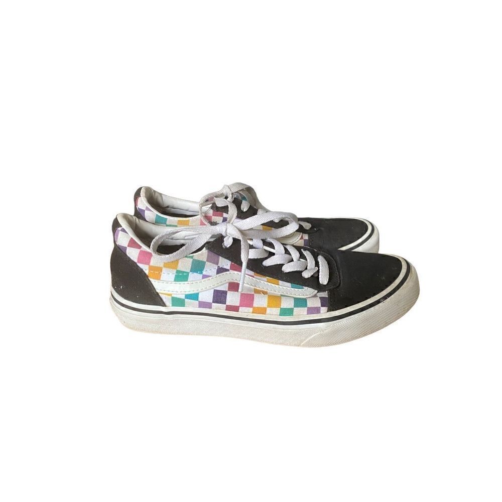 Vans off the wall old skool rainbow, checkered sneakers size 5